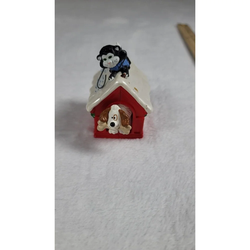 Vtg‎ 1989 Hallmark Lets Play Ornament Dog Cat Doghouse Christmas Tree Keepsake
